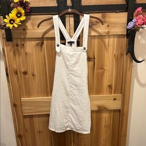 Rusty White Buttoned Strap Mini Dress